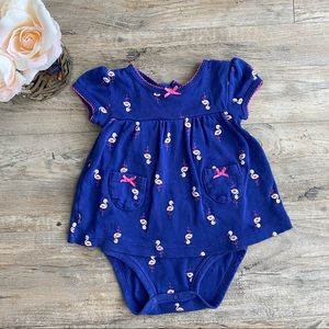 Baby Girl Carter’s One Piece Snap bottom Dress 6mo
